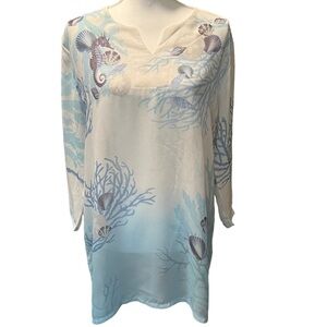 Trillogy by Morning Sun Seashore Print Tunic Size Large